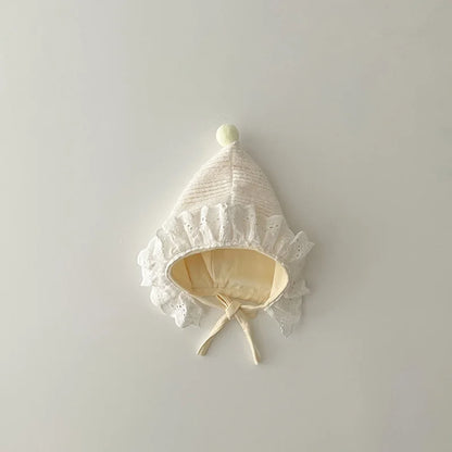 Adorable Beige Beanie Baby Hat for Autumn - Lace Cartoon Ear Toddler Accessories for Boys & Girls (0-12 Months)