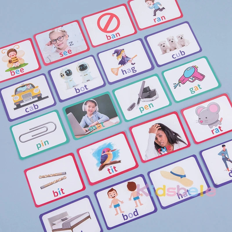 Wooden Alphabet Spelling and Matching Game Set with Flash Cards and Blocks
