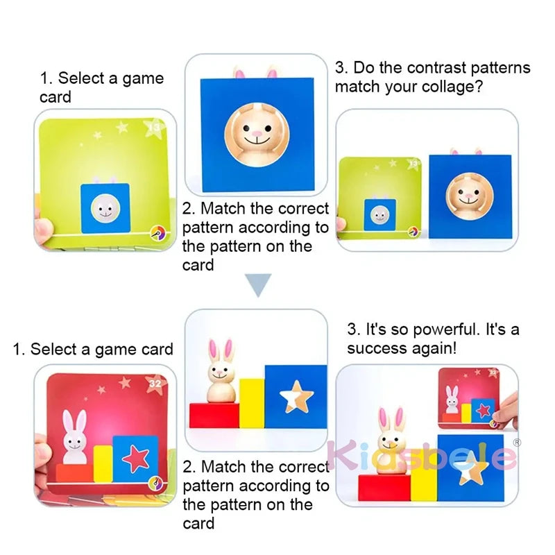 Wooden Magic Box Rabbit Animal Geometric Building Blocks Desktop Game Attractive Eye-catching For Indoor Baby Puzzle Toy