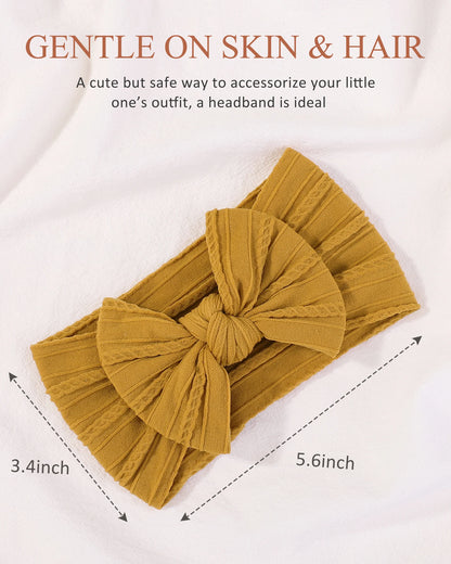 48-Color Soft Nylon Baby Headbands for Girls - Elastic Knit Turban Bows Hair Accessories for Newborns