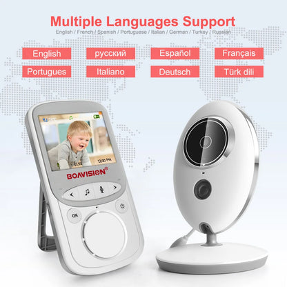 2.4GHz Wireless Baby Monitor with LCD Display, Two-Way Talk, Night Vision, and Temperature Monitoring
