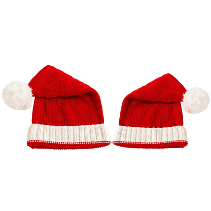 Parent-Child Christmas Hat Big Pompom Mother Kids Knit Beanie Cap Winter Warm Infant Bonnet Girls Boy Xmas Gift Baby Accessories