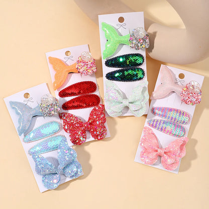 4-Piece Set of Sequin Fish Tail and Butterfly Hairpins for Girls - Kids' Barrettes and Hair Clips, Perfect Baby Accessories and Gift