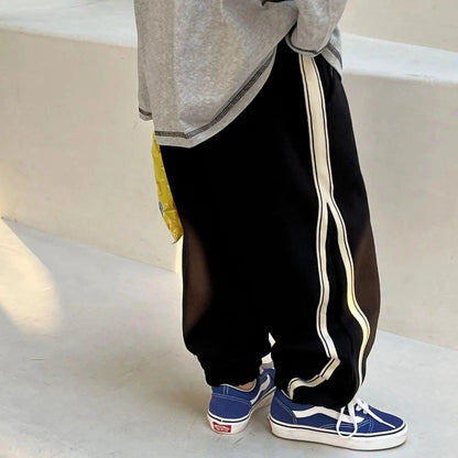 Trendy 2023 Kids Striped Sweatpants for Boys - Spring and Autumn Casual Loose Trousers with Elastic Waist