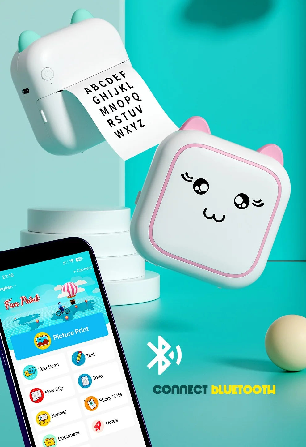 MINI Print Portable Thermal Printer Wireless BT Self-adhesive Stickers Photo Printer HD Pocket Label Printer Android IOS