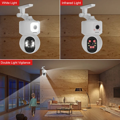 4MP HD WiFi PTZ Baby Monitor Camera with Dual-Lens, Dual-Screen, Auto Tracking, and Human Detection - ONVIF Security Surveillance System