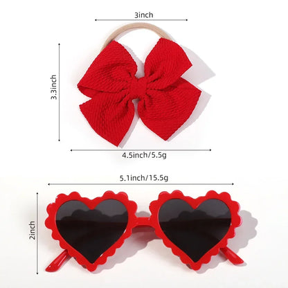 Adorable 2Pcs Baby Bow Headband and Retro Cartoon Sunglasses Gift Set for Toddlers