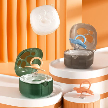 Baby Cartoon Pacifier Holder BPA Free Food Grade Silicone Pacifier Box Nipple Storage Case Dustproof Soother Container Box