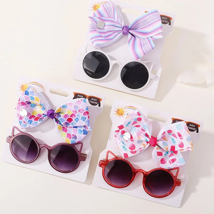 Adorable 2-Piece Newborn Hair Accessories Set - Cute Bow Headband & Bear Glasses for Infants and Kids