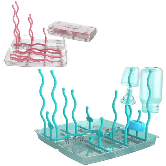Baby Feeding Essentials Double-Sided Drying Rack with Portable Nipple Shelf