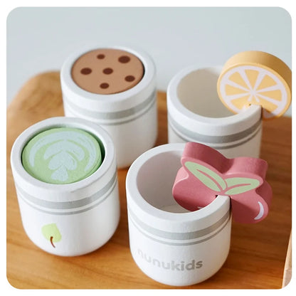 Wooden Milk Tea Set for Kids - Imaginative Role Play Kitchen Toy for Boys and Girls