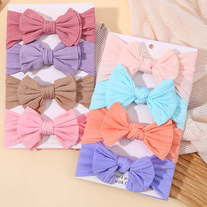 48-Color Soft Nylon Baby Headbands for Girls - Elastic Knit Turban Bows Hair Accessories for Newborns