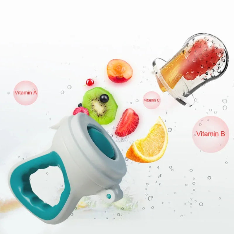 Silicone Teething Nibbler & Fresh Food Feeder with Protective Cover for Babies