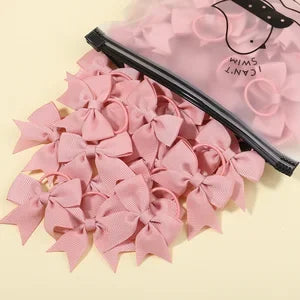 Set of 10 Grosgrain Ribbon Hair Bows with Elastic Bands - Perfect New Year Accessories for Baby Girls
