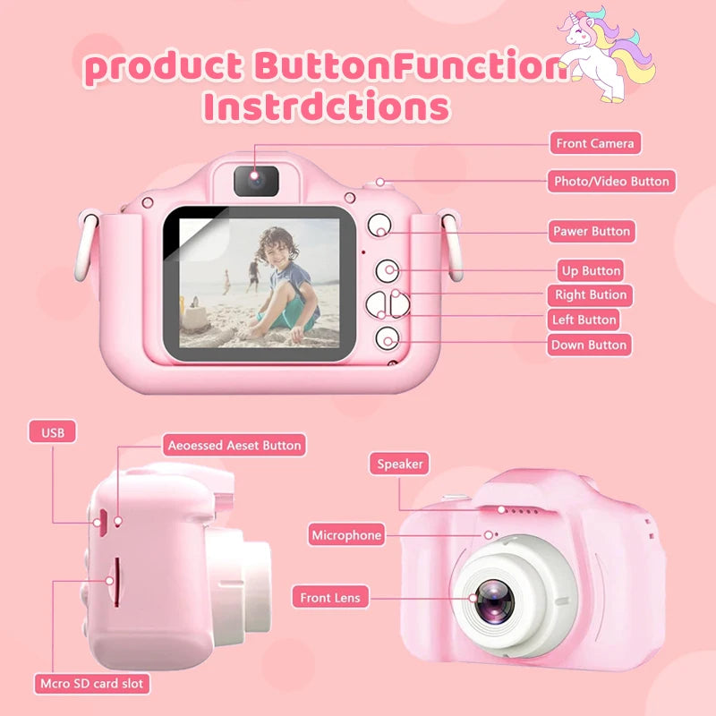 Mini Kids Camera Toys Cute Digital Camera Toy HD 1080P 2.0-inch Kids Camera Record Life Camera For Boy Girl Best Gift