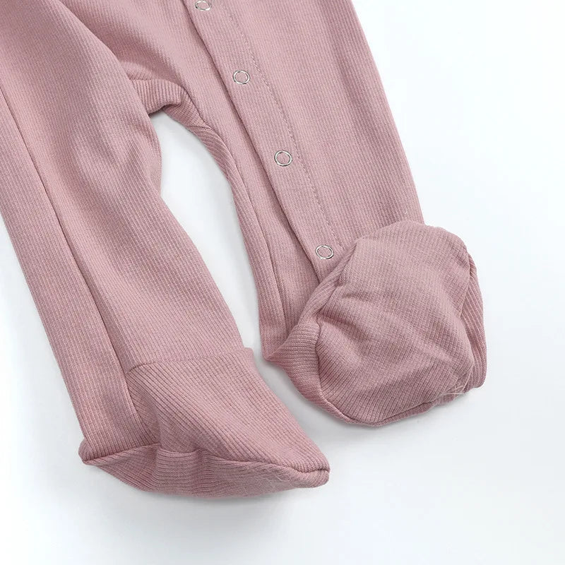 Unisex 100% Cotton Long Sleeve Newborn Baby Romper Pajama Sleepsuit - Footed Jumpsuit for Boys and Girls