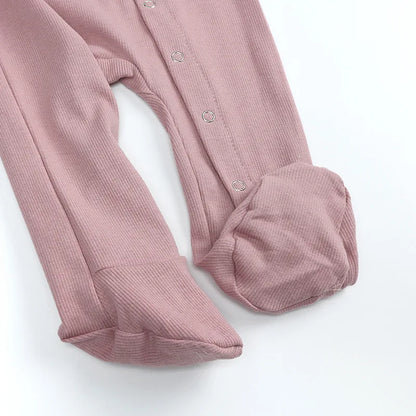 Unisex 100% Cotton Long Sleeve Newborn Baby Romper Pajama Sleepsuit - Footed Jumpsuit for Boys and Girls