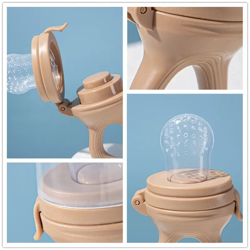 Silicone Teething Nibbler & Fresh Food Feeder with Protective Cover for Babies