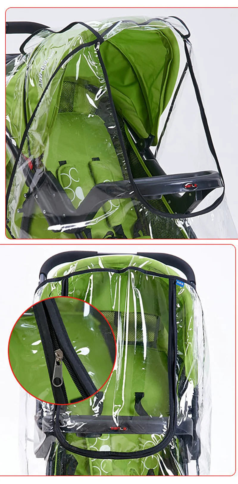 Universal Waterproof Baby Stroller Rain Cover - Transparent Trolley Umbrella with Zipper for All Ages