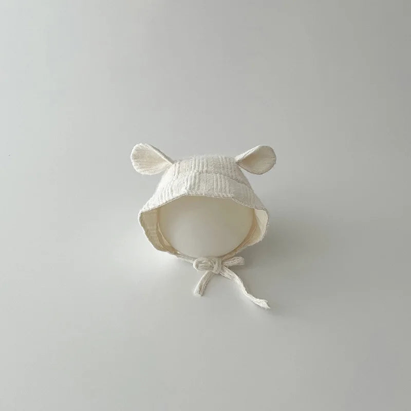 Adorable Beige Beanie Baby Hat for Autumn - Lace Cartoon Ear Toddler Accessories for Boys & Girls (0-12 Months)