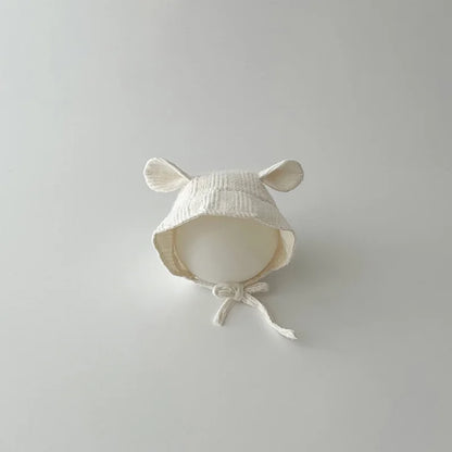 Adorable Beige Beanie Baby Hat for Autumn - Lace Cartoon Ear Toddler Accessories for Boys & Girls (0-12 Months)