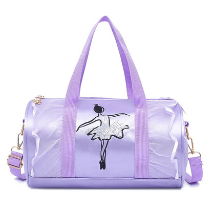 Adorable Pink Lace Ballet Dance Bag for Girls - Cross-Body Shoulder Handbag with Storage for Kids