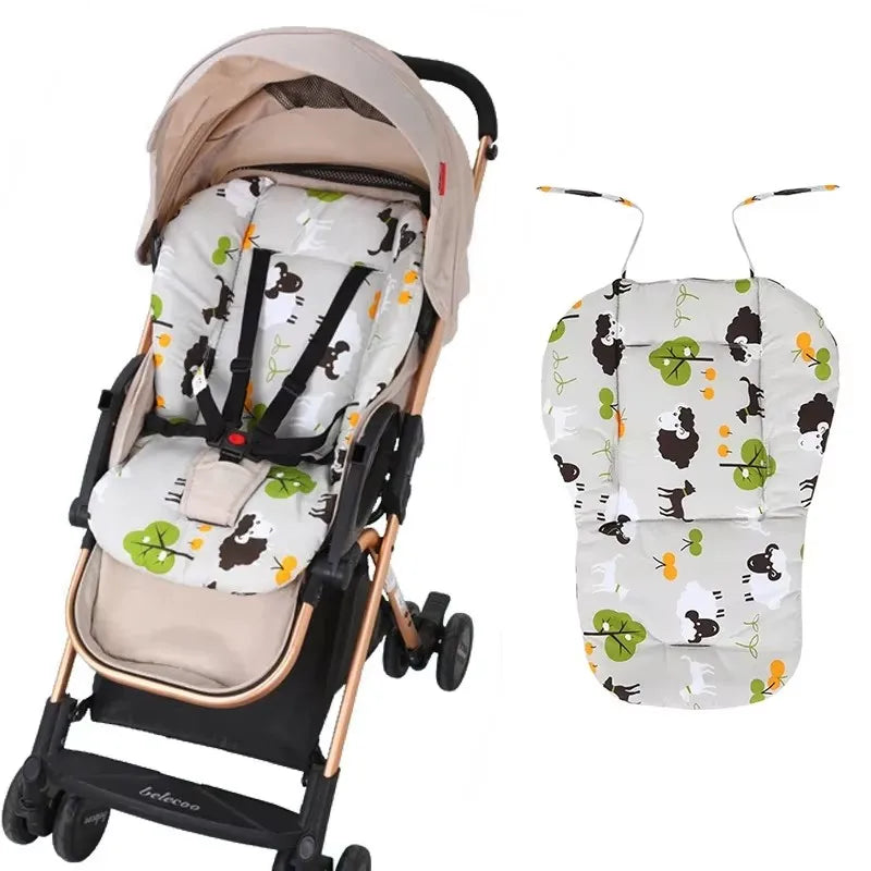 Soft and Thick Double-Sided Baby Stroller Seat Cushion for Highchairs and Shopping Carts - Breathable Kids Feeding Chair Accessory with Animal Pattern