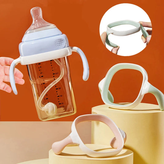 Square Handle Feeding Bottle for Easy Grasping - Lightweight & Safe for Babies 6M+ (White)