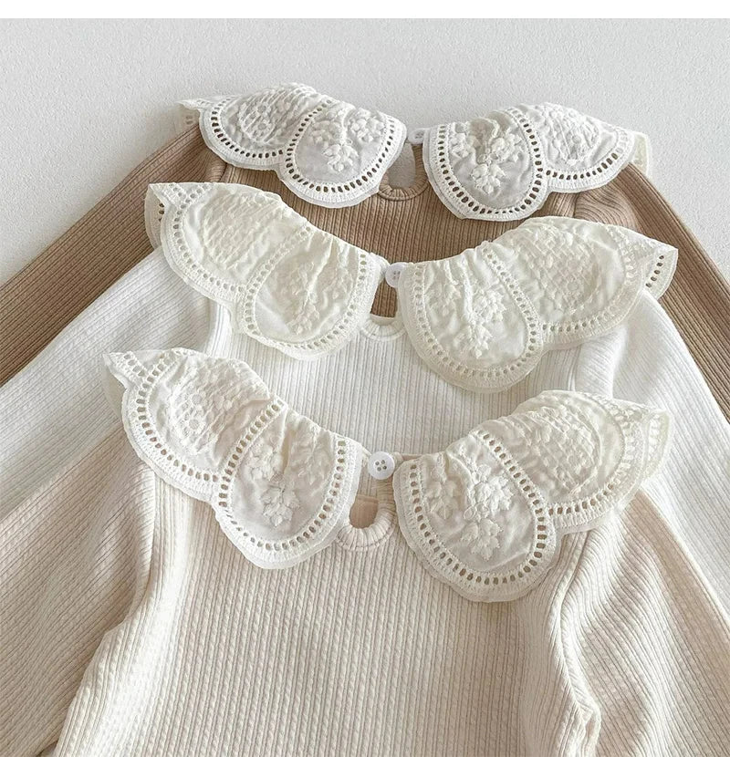 Autumn Ruffle Collar Long Sleeve T-Shirt for Newborn Girls - Cute Cotton Top for 0-2 Years