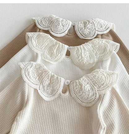 Autumn Ruffle Collar Long Sleeve T-Shirt for Newborn Girls - Cute Cotton Top for 0-2 Years