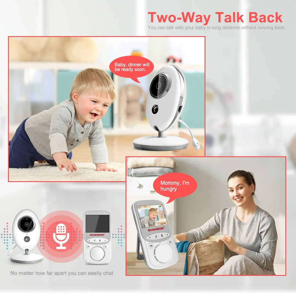 2.4GHz Wireless Baby Monitor with LCD Display, Two-Way Talk, Night Vision, and Temperature Monitoring