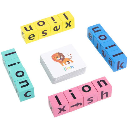 Wooden Montessori Letter Spelling Puzzle Toy - Early Learning Game for Kids 3-12 Years, Interactive Educational Gift