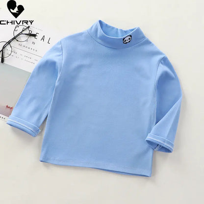 Trendy Solid Long Sleeve Turtleneck T-Shirts for Kids - Spring & Autumn Collection