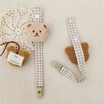 Adorable 3D Cartoon Bear Pacifier Clip Chain for Infants - Kawaii Baby Feeding Accessory