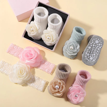 Adorable Infant Cartoon Socks and Headband Set for Newborns - Non-Slip, Breathable, Perfect for Photos and Gifts