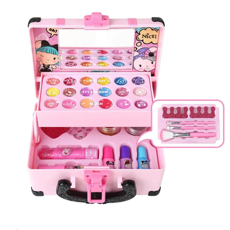 Girls' Princess Makeup Kit - Non-Toxic Cosmetic Set for Kids with Lipstick and Eyeshadow - Perfect Birthday Gift