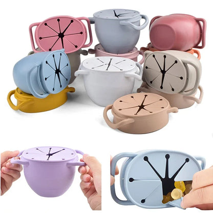 Portable Baby Silicone Snack Storage Cup with Strap - Foldable Food Container for Toddlers