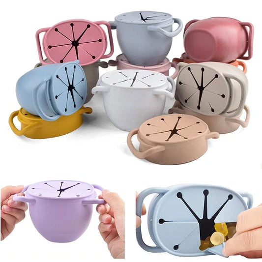 Portable Baby Silicone Snack Storage Cup with Strap - Foldable Food Container for Toddlers