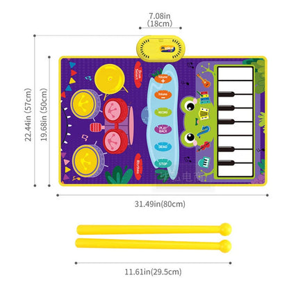 Interactive 2-in-1 Musical Floor Mat with Piano and Drum Features for Infants and Toddlers