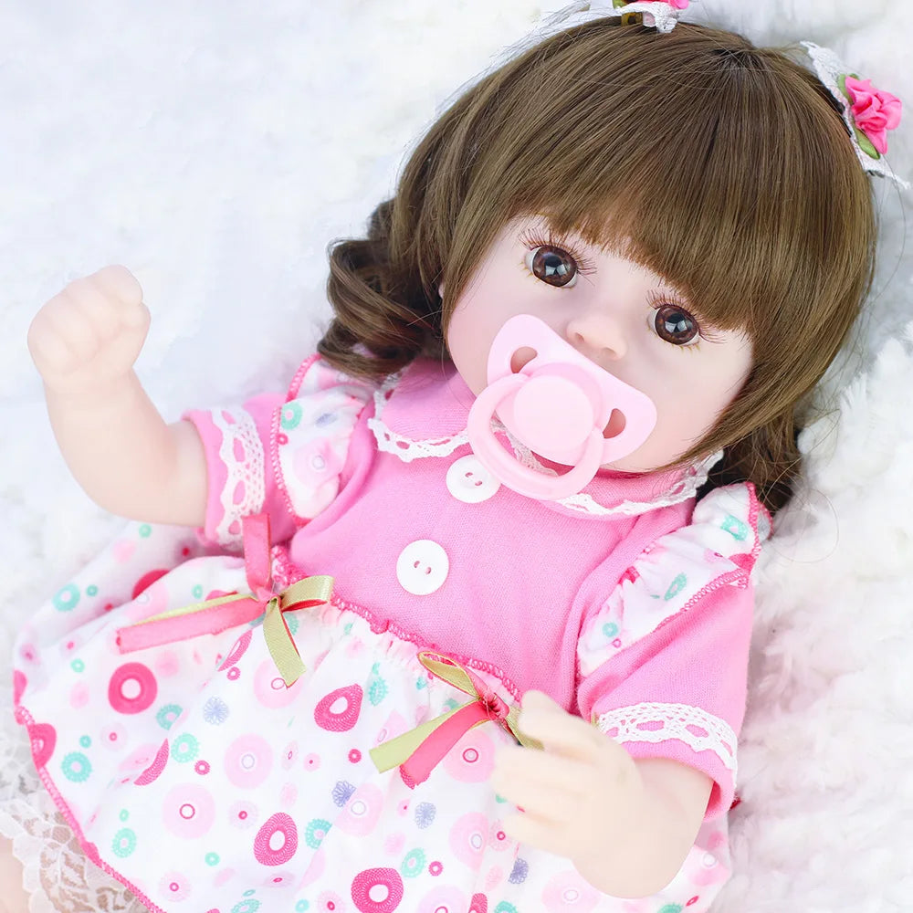 42cm Realistic Reborn Baby Doll - Silicone Toddler Princess with Soft Cloth Body, Perfect Lifelike Toy for Kids and Christmas Gifts