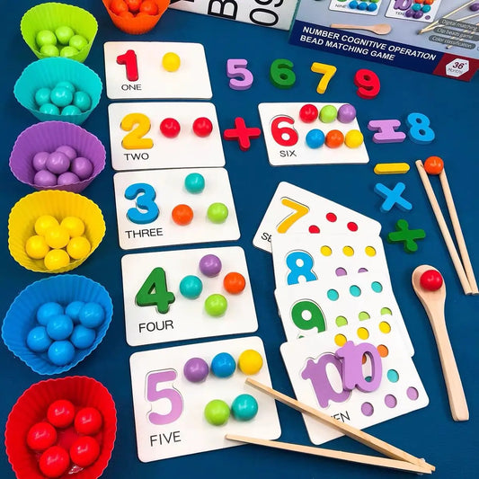 Montessori Clip Beads Toy for Kids - Fine Motor Skills Development and Color Sorting Puzzle for Ages 3-12