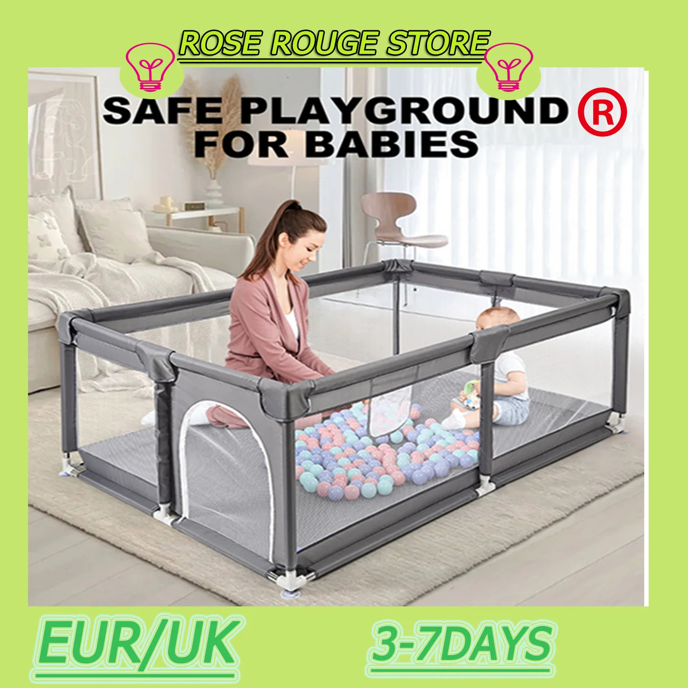 Versatile Baby Playpen Corral with Safety Guardrail for Secure Playtime