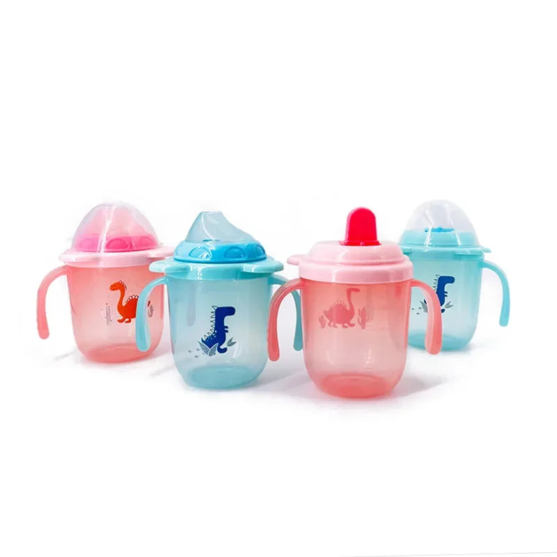 250ml Baby Spill Resistant Cup Toddler Bite Resistant Cup BPA Free Newborn Training Cup Bottle with Double Handle Duckbill Cup