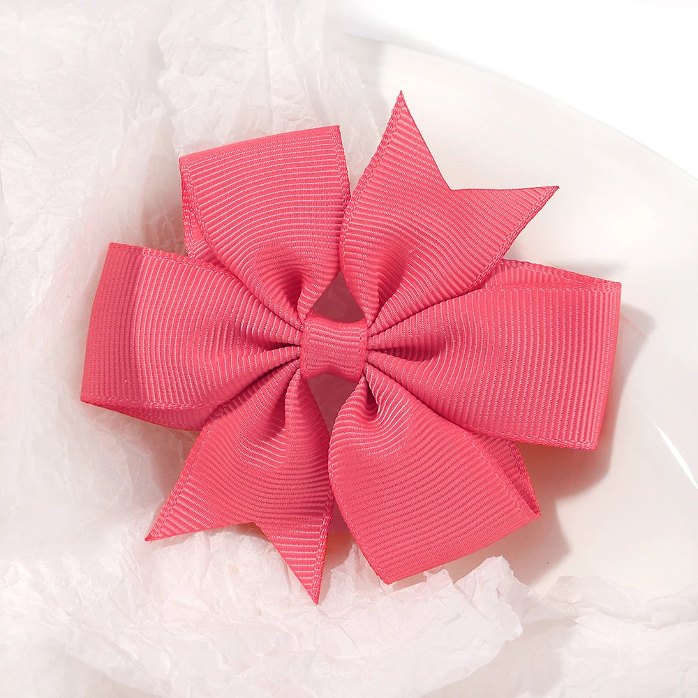 Vibrant Grosgrain Ribbon Hair Bow Clips for Girls - Colorful Hair Accessories for Kids
