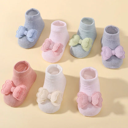 Adorable Baby Socks and Flower Headband Set - 2pcs Candy Color Bow Accessories for Newborns