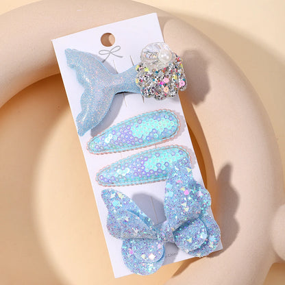 4-Piece Set of Sequin Fish Tail and Butterfly Hairpins for Girls - Kids' Barrettes and Hair Clips, Perfect Baby Accessories and Gift
