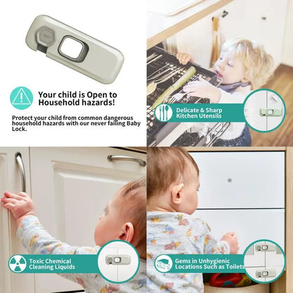Baby Proofing Cabinet Lock Set - 1/2 PCS Safety Locks for Home Refrigerator, Drawers, and Doors - Anti-Pinch Hand Protection for Children