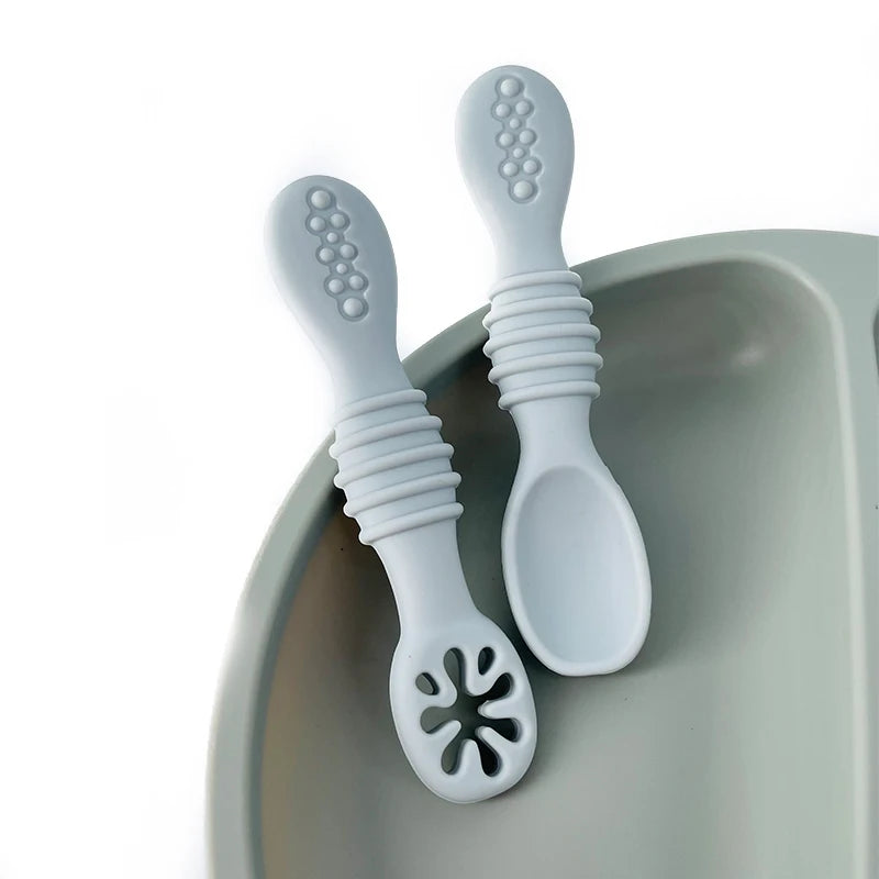 Cute Silicone Baby Feeding Spoons - Engaging and Safe Utensils for Teething Toddlers