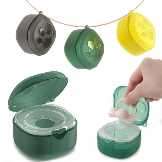 Baby Cartoon Pacifier Holder BPA Free Food Grade Silicone Pacifier Box Nipple Storage Case Dustproof Soother Container Box