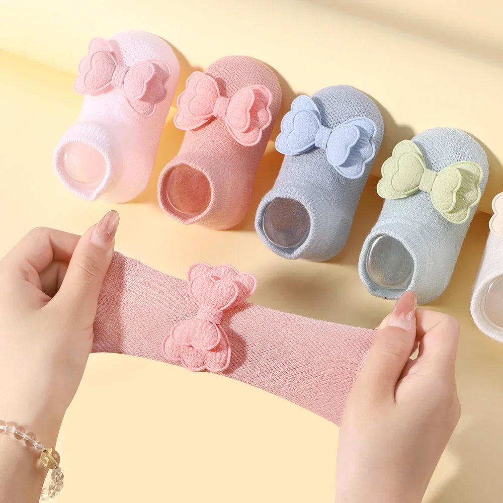 Adorable Baby Socks and Flower Headband Set - 2pcs Candy Color Bow Accessories for Newborns